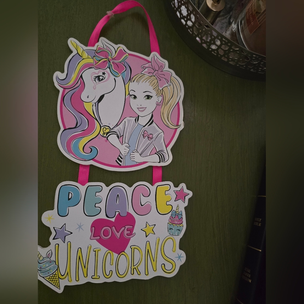 JoJo Siwa Colorful Unicorn and Girl Wall Hanging!